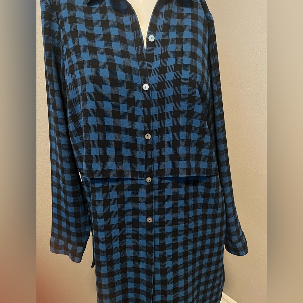 J. JILL Women’s Blue/ Black Checkered Classic Button Up Shirt Dress Size M - Picture 4 of 15
